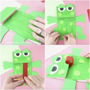 Paper Bag Frog Puppet With Pattern - I Heart Crafty Things