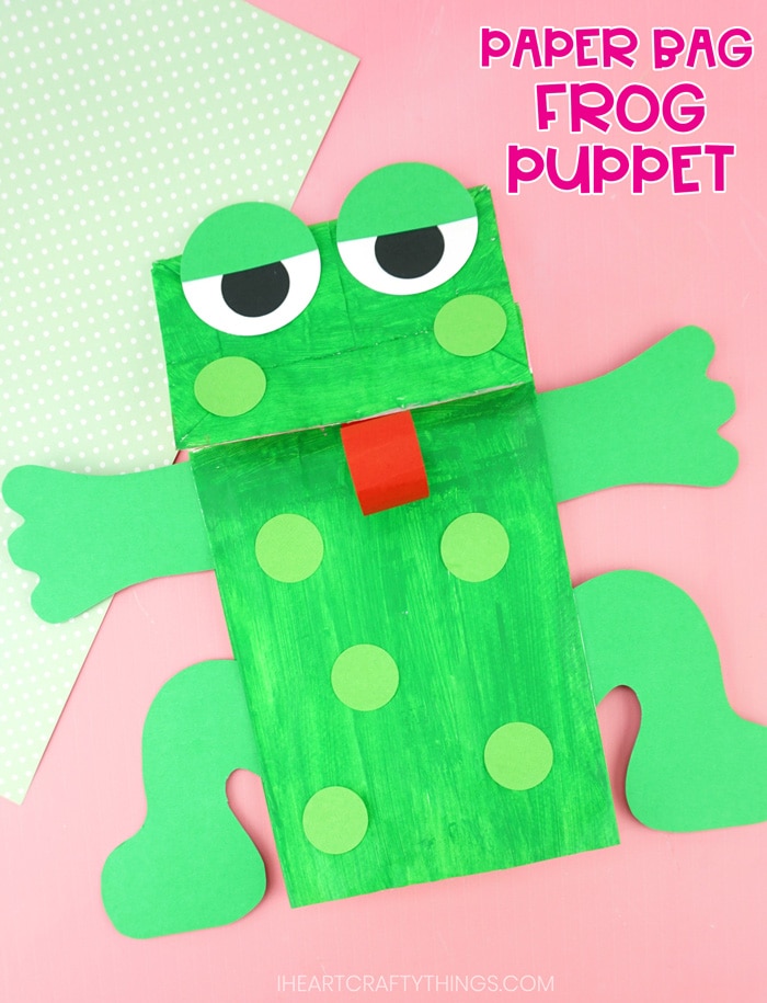 Frog Paper Bag Puppet Craft [Free Template]