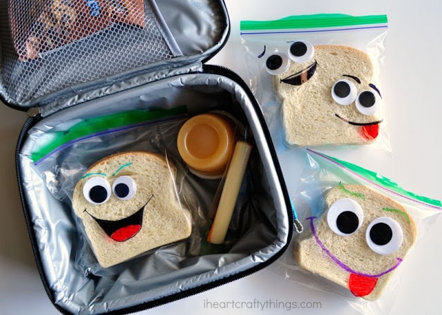 ziploc silly face sandwiches