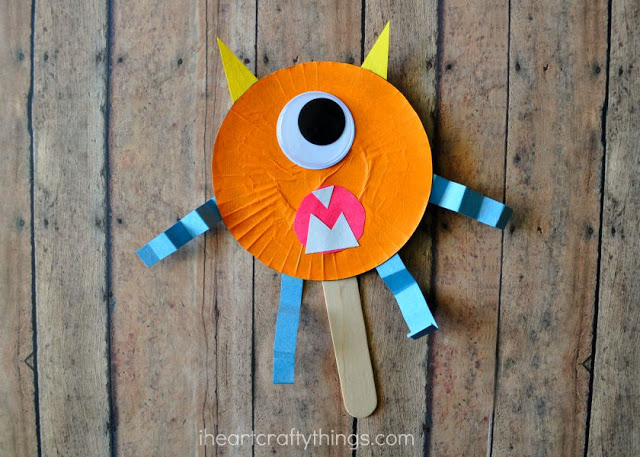 cupcake liner monster puppets 3