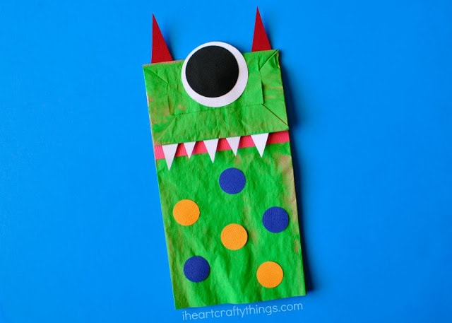 Monster Paper Bag Puppet Craft [Free Template]