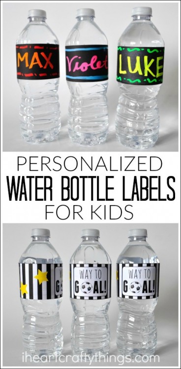 Personalized Water Bottle Labels For Kids - I Heart Crafty Things