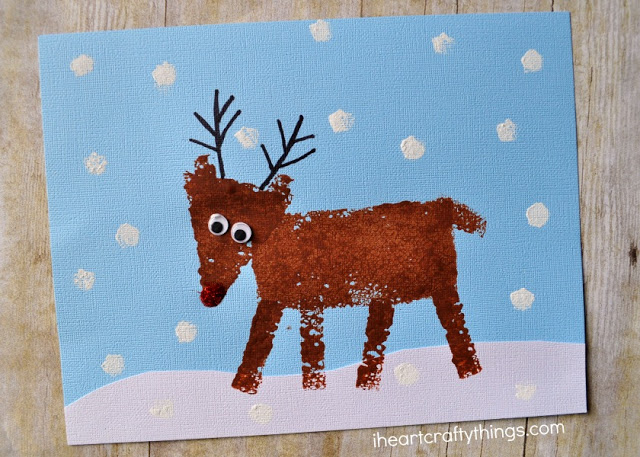 sponge painted reindeer craft 3