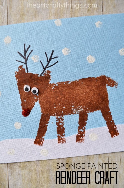 Sponge Painted Reindeer Craft for Kids  I Heart Crafty Things