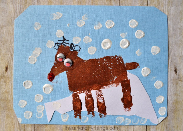 sponge painted reindeer craft 6