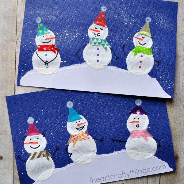 bottle cap printed snowman craft 1