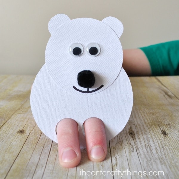 Polar Bear Kids Craft Finger Puppets