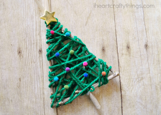 yarn wrapped christmas tree ornament 7