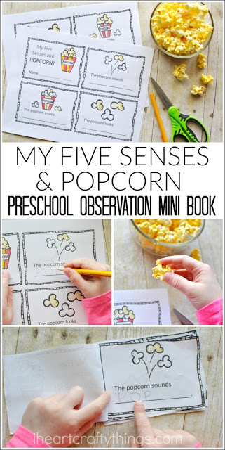 My Five Senses And Popcorn- Preschool Observation Mini Book Printable ...