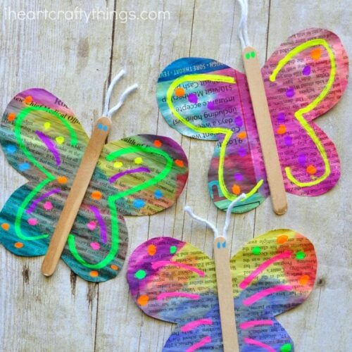 Painted Newspaper Butterfly Craft - I Heart Crafty Things