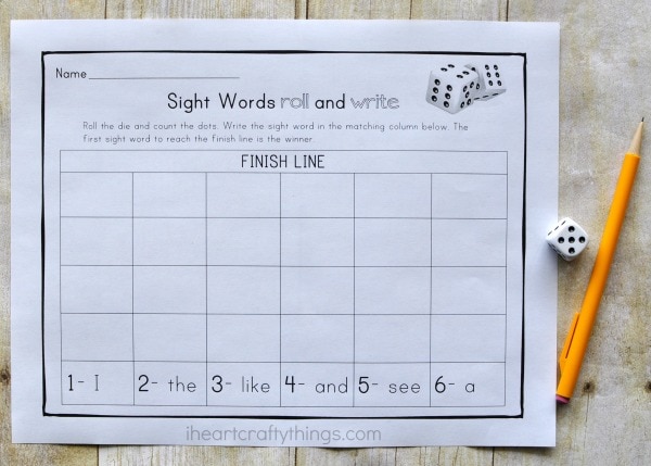 This Roll and Write Sight Words Activity is a fun way for preschoolers to learn their sight words. Customize the printable for any sight words