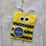Yellow, little gift bag turned into a bee for a teacher appreciation gift.