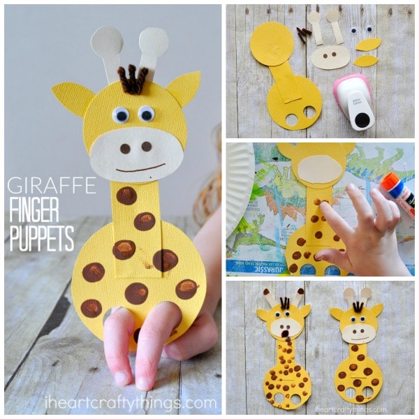 Put on a puppet show or just play with this fun Finger Puppet Giraffe Craft! It’s great for encouraging imaginary play or as a part of thematic zoo activities!