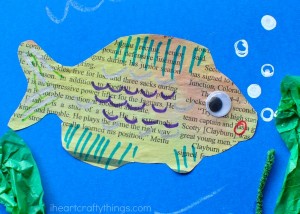 Mixed Media Newspaper Fish Art Project - I Heart Crafty Things