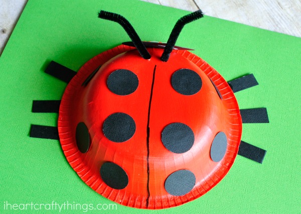 Paper bowl ladybug craft for kids, perfect for a spring kids craft or for learning all about insects.