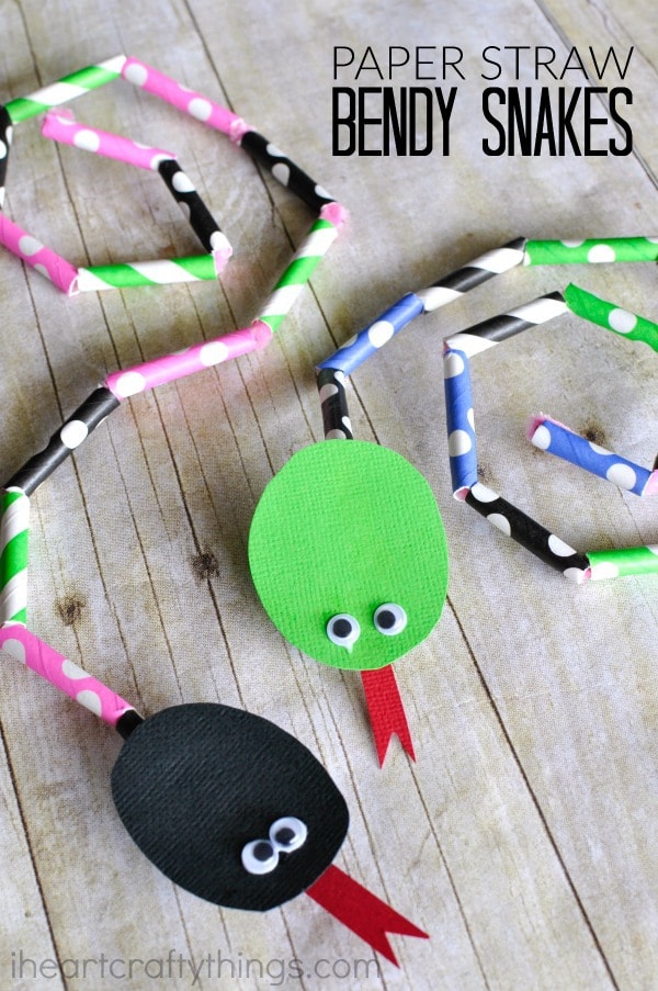 Paper Straw Bendable Snake Craft for Kids