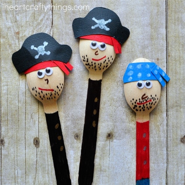 This awesome pirate craft for kids makes a cute pirate puppet and goes along great with a myriad of children's books with pirate characters.