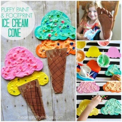 Puffy Paint And Footprint Ice Cream Cone Craft - I Heart Crafty Things