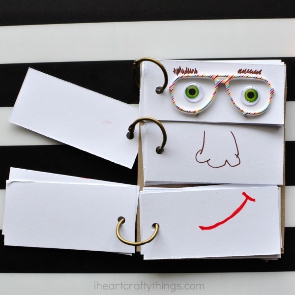 This DIY Funny Face Flip Book makes a great summer boredom buster activity for kids and creative summer craft for kids.