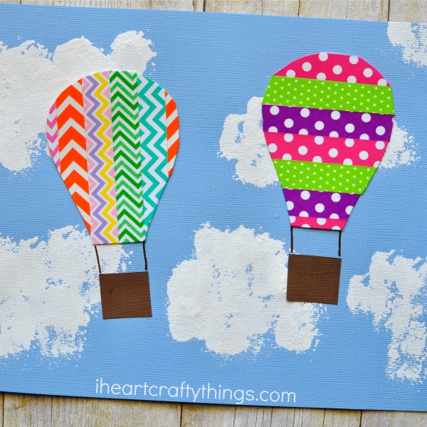 This colorful washi tape hot air balloon craft is perfect for a summer afternoon kid craft and is fun for kids of all ages. Great summer craft for kids, spring kids craft, washi tape crafts and preschool craft.