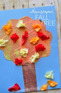 Painted Newspaper Fall Tree Craft - I Heart Crafty Things