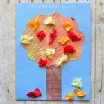 This beautiful painted newspaper fall tree craft makes a super simple fall kids craft that is colorful and perfect for kids of all ages.