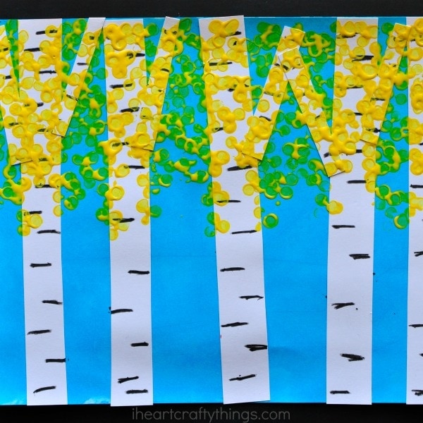 Take a drive through the mountains this fall and then make this beautiful fall aspen tree art. Fun fall craft for kids and fall art project for kids.