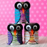 This tin can owl craft is colorful and cute and is perfect for the fall season. Fun bird craft for kids, preschool craft, and recyclable kids craft.