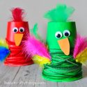 Colorful Paper Cup Parrot Craft - I Heart Crafty Things