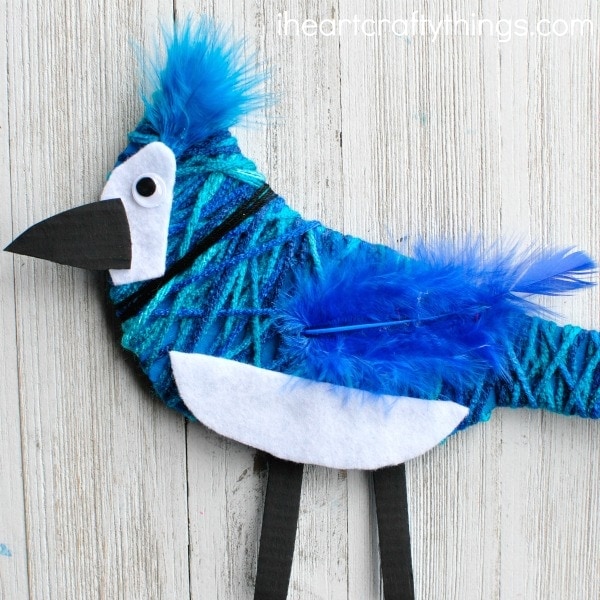 yarn-wrapped-blue-jay-craft