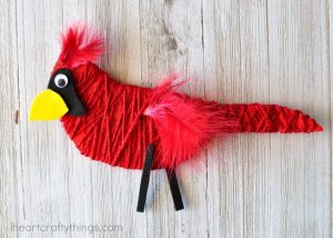 Yarn Wrapped Cardinal Craft - I Heart Crafty Things
