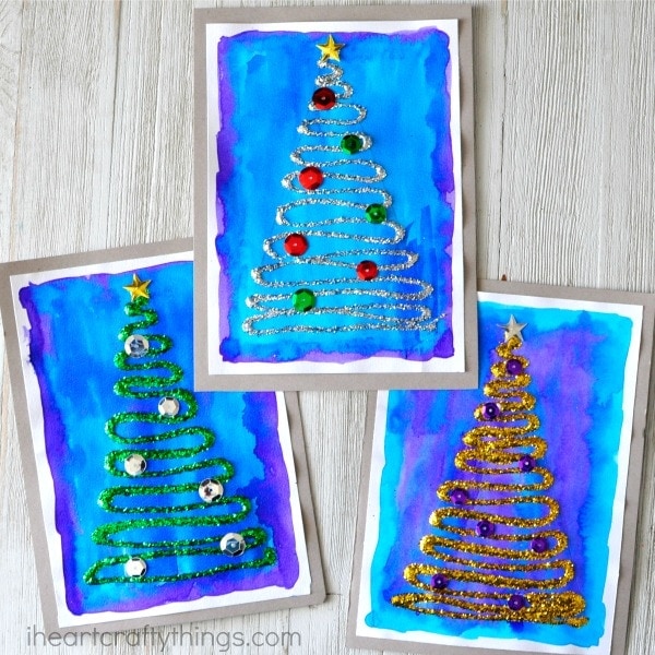 All of the different process and textures of this glittery Christmas tree craft makes this an awesome Christmas craft for kids.