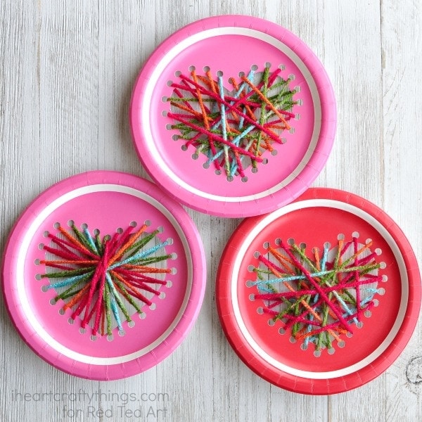 This paper plate heart sewing craft is simple to make and adaptable for kids of all ages. Fun Valentine's Day craft for kids and heart craft.