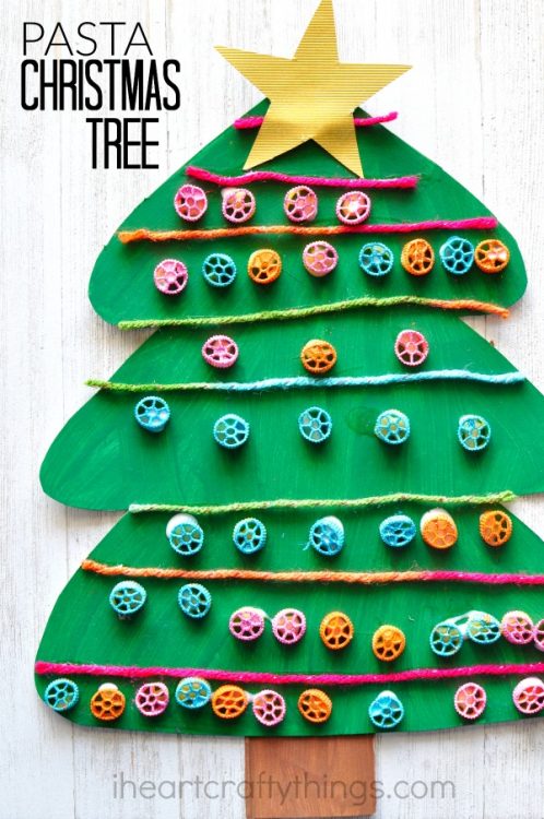 Pinwheel Pasta Christmas Tree Craft - I Heart Crafty Things