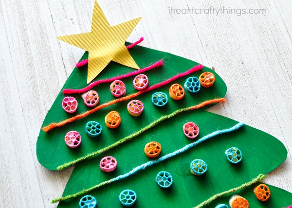 Pinwheel Pasta Christmas Tree Craft - I Heart Crafty Things