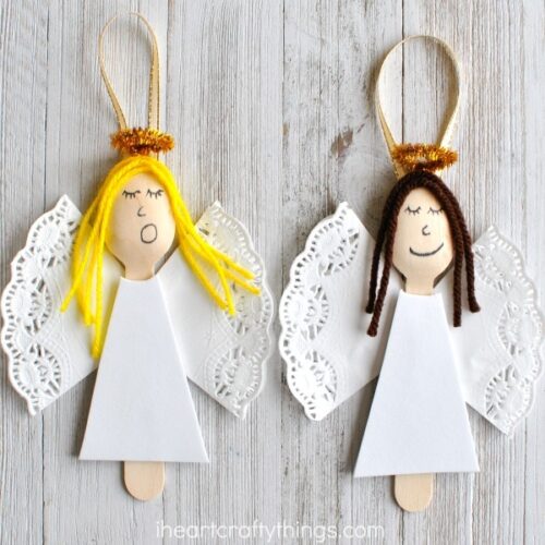 Wooden Spoon Angel Christmas Ornaments - I Heart Crafty Things