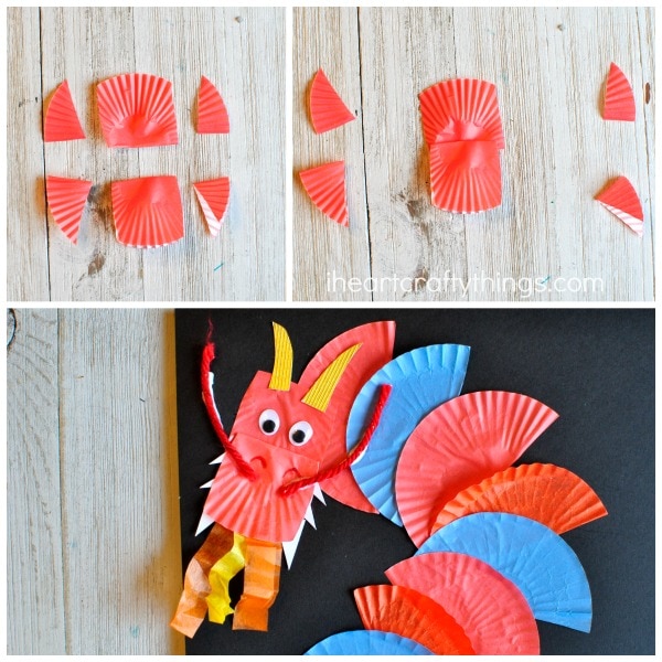 Awesome Cupcake Liner Dragon Craft - I Heart Crafty Things