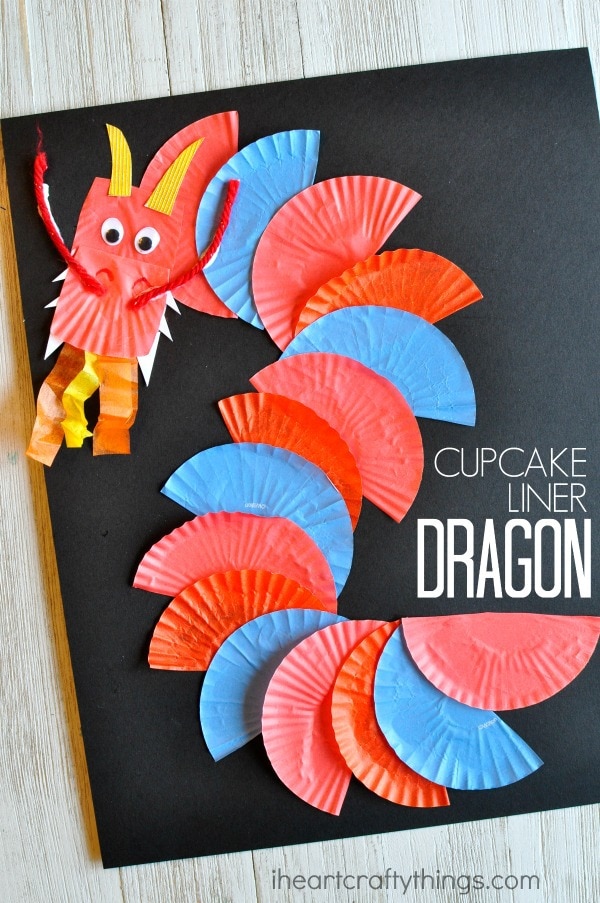 Awesome Cupcake Liner Dragon Craft - I Heart Crafty Things