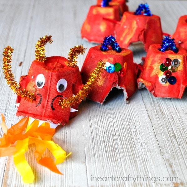 egg carton dragon craft 2