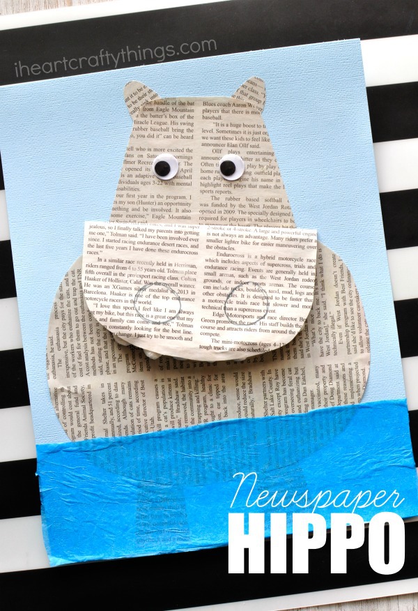 newspaper hippopotamus craft 1