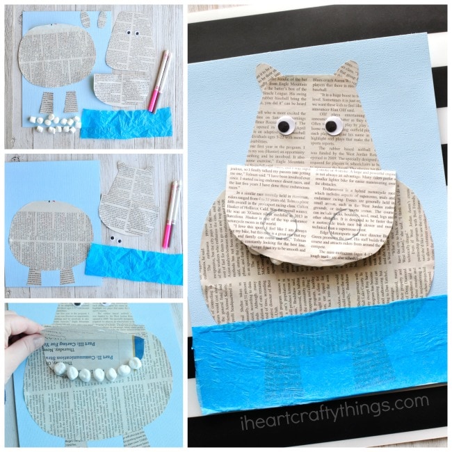 newspaper hippopotamus craft 5