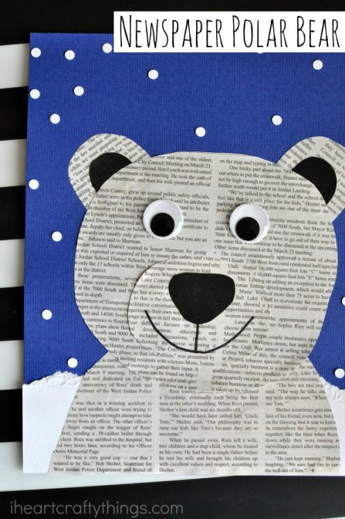 The Best Newspaper Polar Bear Craft On The Internet - I Heart Crafty Things