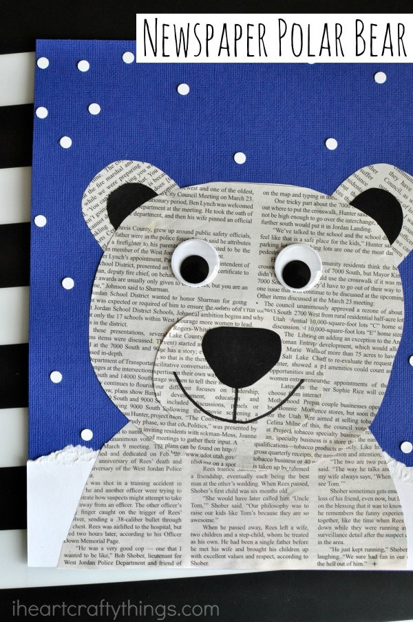 newspaper polar bear craft 2