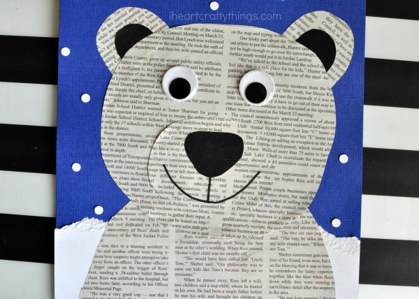 newspaper polar bear craft 3