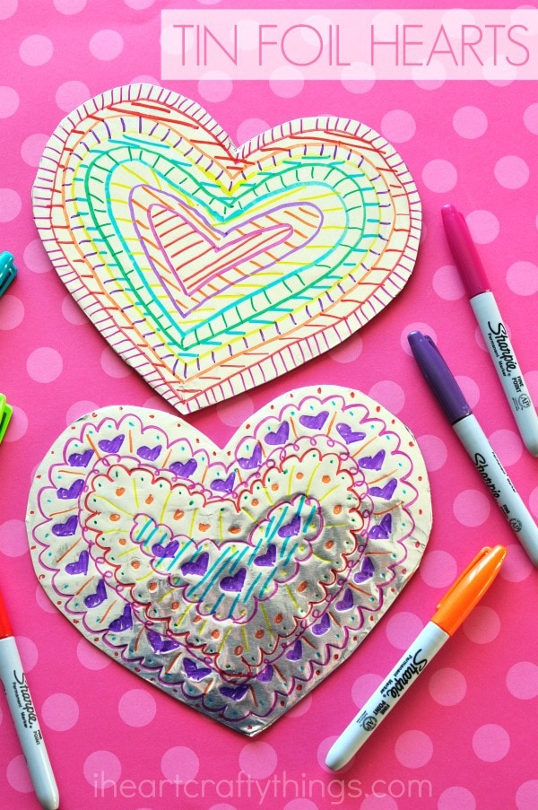 tin foil heart valentines day craft 5