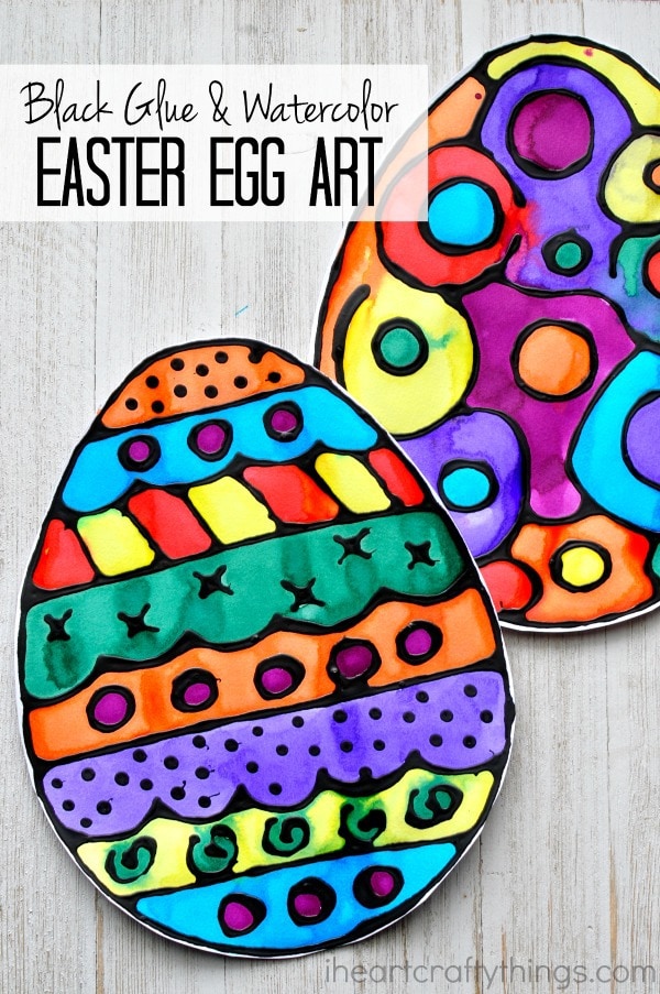 black glue watercolor easter egg art 2