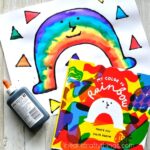 This black glue and watercolor resist rainbow craft makes a perfect spring craft for kids and goes along great with the book My Color is Rainbow by Agnes Hsu. Fun preschool art activity, rainbow kids craft and book inspired craft.