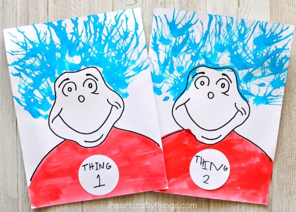 Thing One And Thing Two Blow Painting Dr Seuss Craft