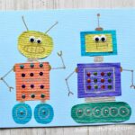 Recycle newspaper and make this painted newspaper robot craft. Fun preschool shapes craft, robot kids craft and kids art project.