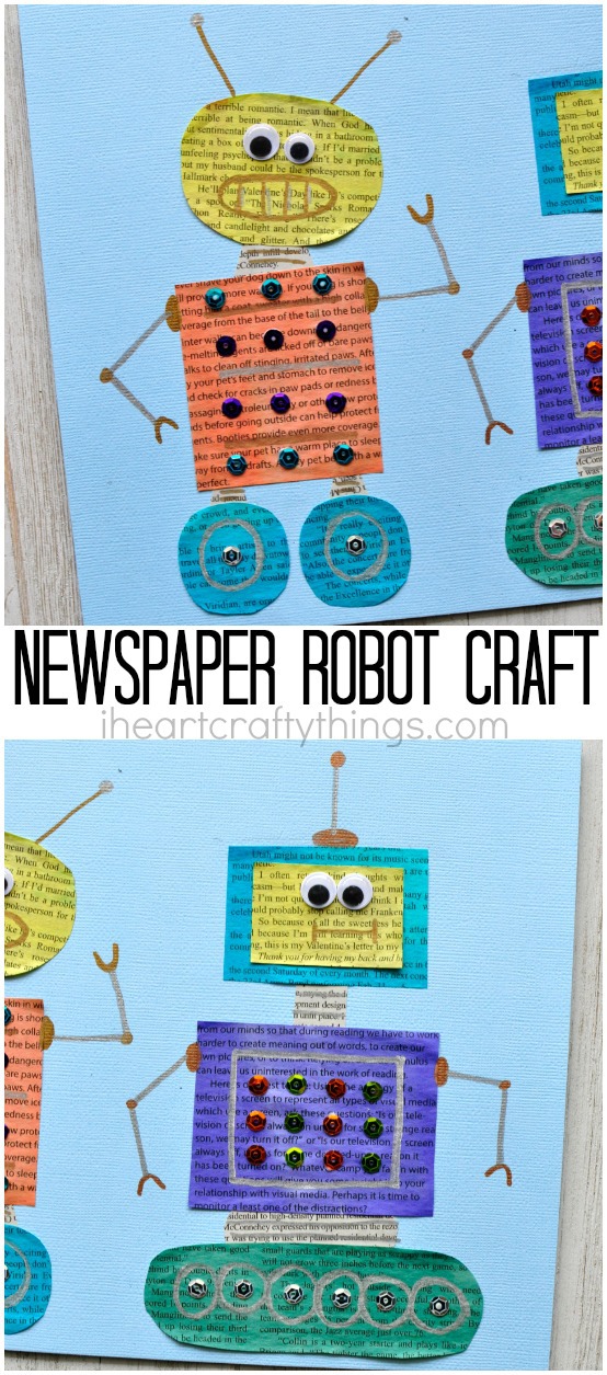 painted newspaper robot craft 4